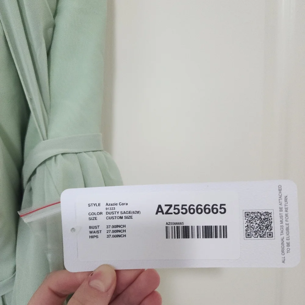 Azazie Sage Green Spaghetti Strap Maxi Dress with High Slit - Picture 6 of 11